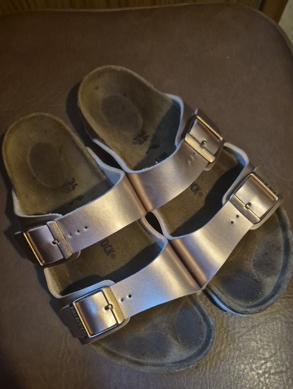 Birkenstock Arizona Metallic Rose Gold Sandals